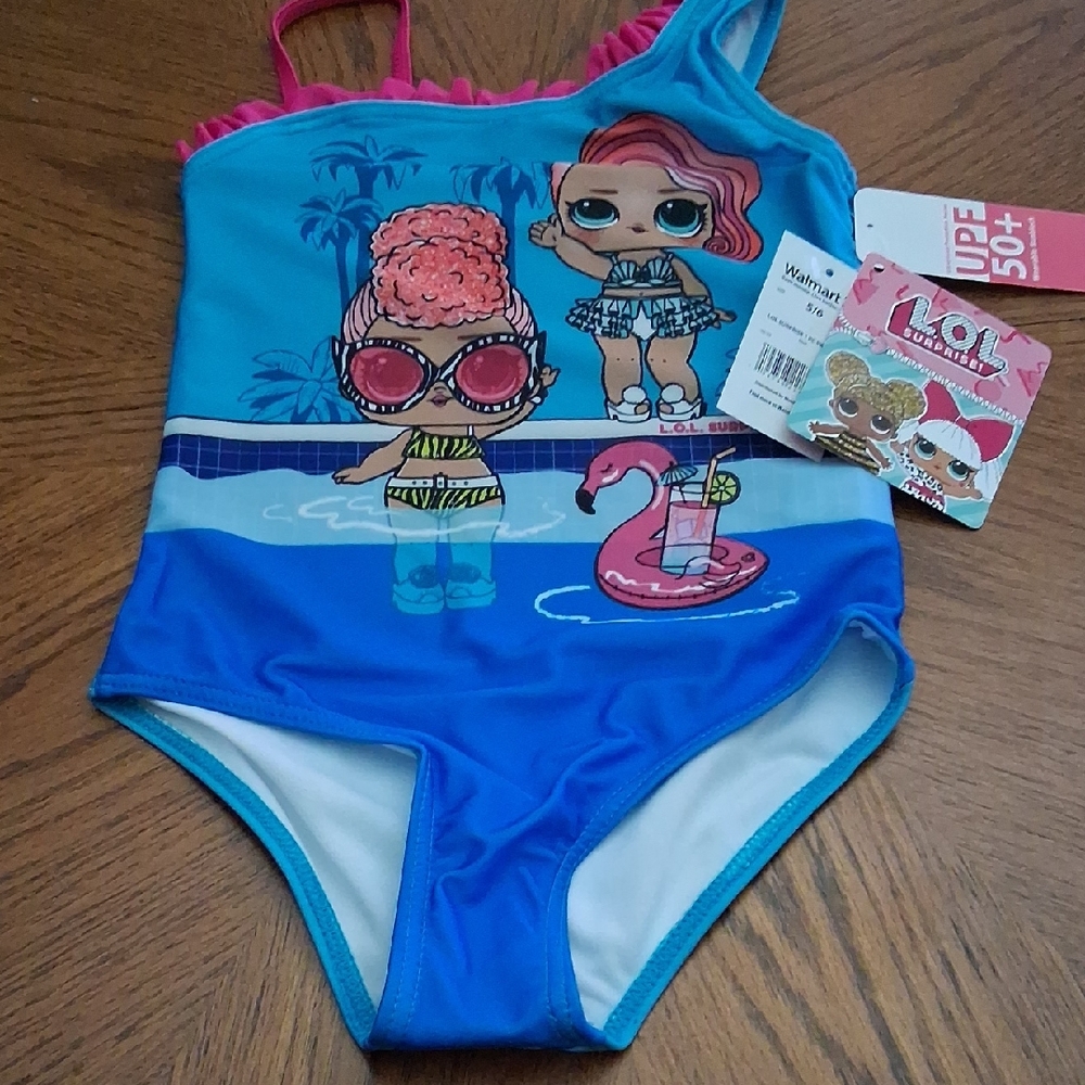 L.O.L. Surprise! Blue and Pink One Piece Swimsuit Size 5/6